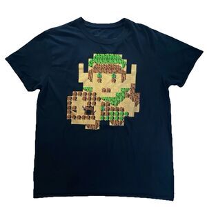 Zelda Lootwear T-Shirt Large Pixel Link Retro Game Graphic Tee Black